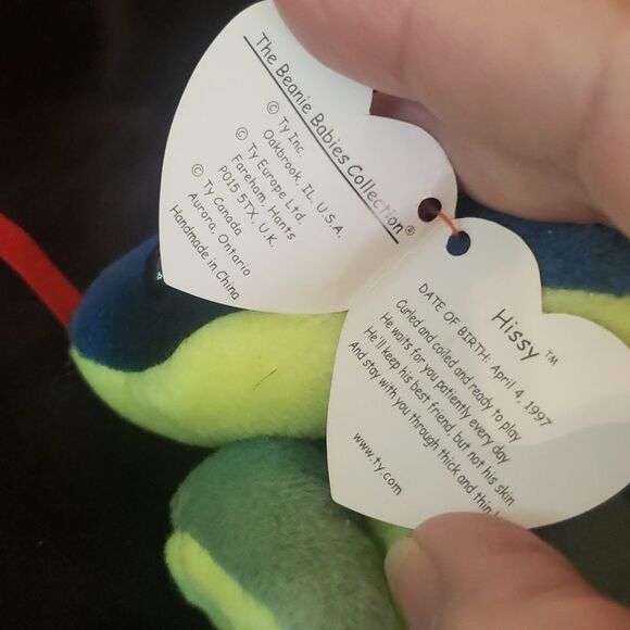 Vintage 1997 Ty Beanie Baby HISSY the Snake - Picture 7 of 9